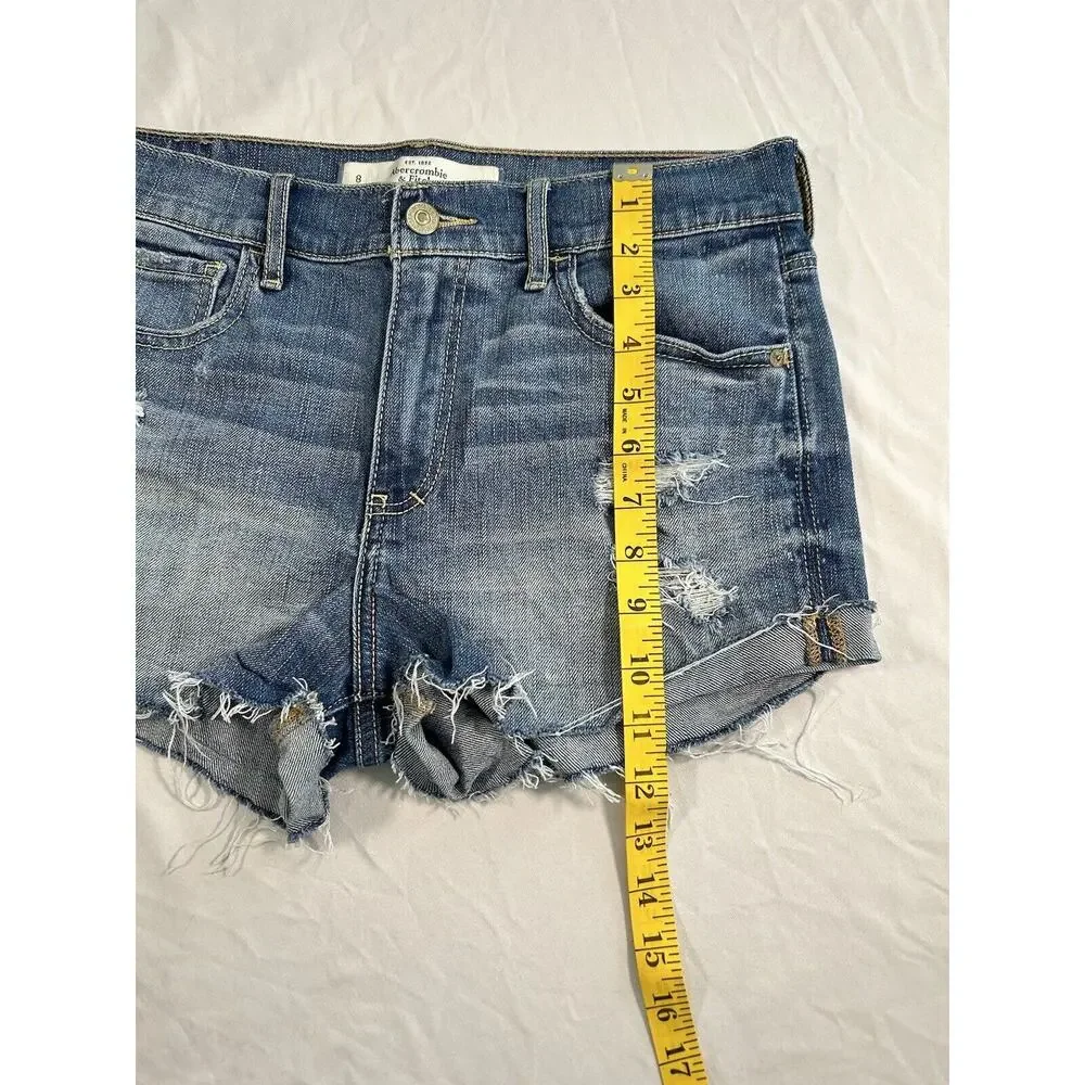 Abercrombie & Fitch Distressed Cutoff Jean Shorts Womens Size 29 Blue Comfort - Picture 7 of 7